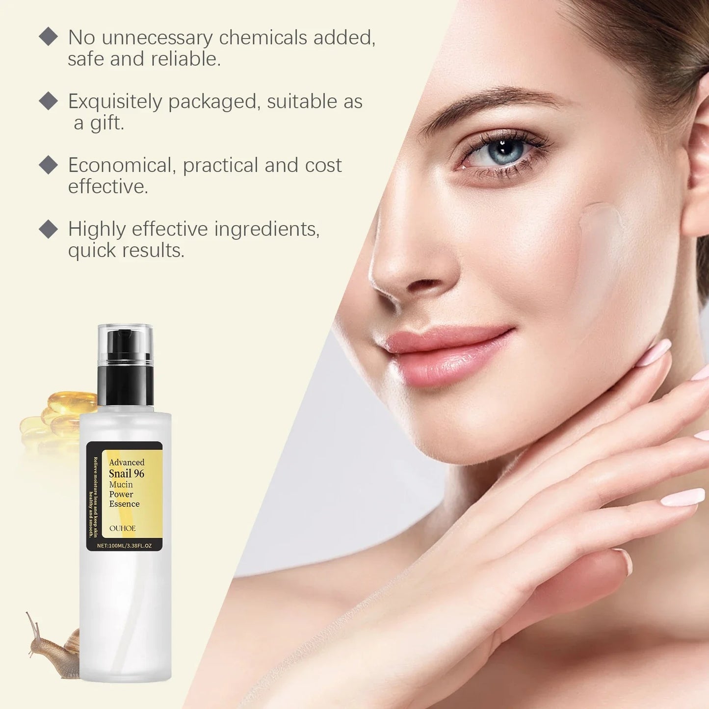 Korean Snail Mucin 96% Facial Essence - Anti-Aging & Brightening