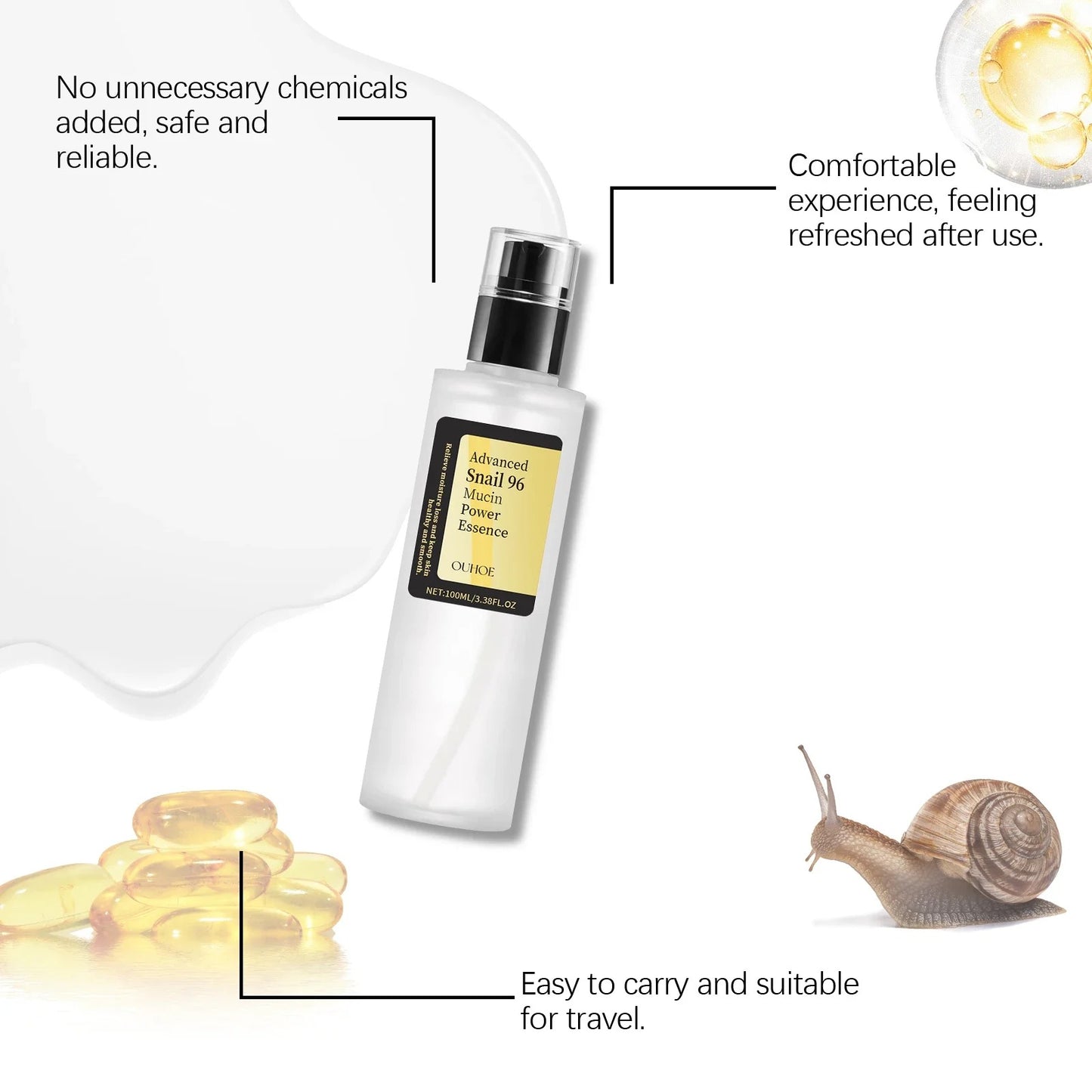 Korean Snail Mucin 96% Facial Essence - Anti-Aging & Brightening